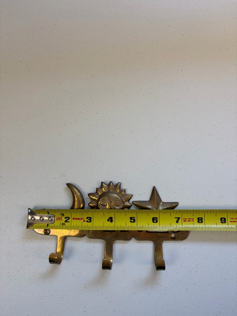 Vintage Brass Celestial Wall Hooks Sun Moon Stars Entryway Key Holder Boho 90s - Picture 8 of 9